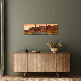 Obraz drogi i skał (z zegarem) (90x30 cm)