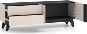 Stolik RTV 160 cm Freshion 05, kaszmir / czarny