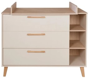 Kremowa/w naturalnym kolorze komoda dziecięca w dekorze dębu z przewijakiem 117x103x78 cm Jil – Roba