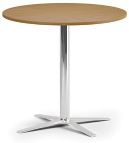 Stolik kawowy AURA, średnica 80 cm, chrom podstawa, buk