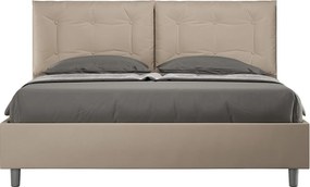 Łóżko bez stelaża tapicerowane 160x200 sztucznej skóry Szaro-beżowy Annalisa