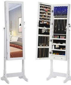 Biała Podświetlana Szafka Z Lustrem Na Biżuterię D5-A82