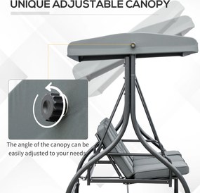 Outsunny Ławka Huśtawkowa, Huśtawka Hollywood z Ochroną Przeciwsłoneczną, Huśtawka Ogrodowa, Huśtawka na Werandę, 3 Miejsca, Łóżko Huśtawkowe