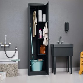 Metalowa szafa gospodarcza AGNES, 500 x 1850 x 500 mm, antracyt