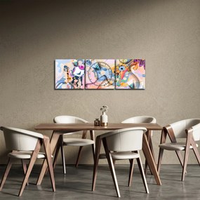 Obraz - Abstrakcja bajki (z zegarem) (90x30 cm)