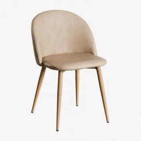 Zestaw 4 Krzeseł Jadalnych Kana Obitych Skórą Ekologiczną Marrón Trigo & Natural Wood - Sklum