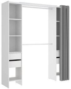 Garderoba rozsuwana z zasłoną - szer. 110/178 cm - Biały - LONAZA