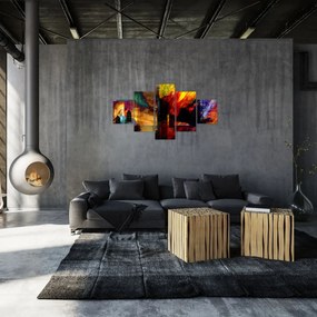 Obraz - Kolorowa abstrakcja miasta (125x70 cm)