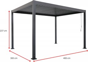 Pergola ogrodowa lamelowa 3x4 m antracyt XT-3653 regulowany dach