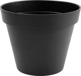 Okrągła donica Toscane Ø48 cm antracytowa z polipropylenu, odporna na mróz i UV, 43 L, produkcja francuska