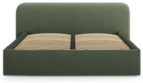 Zielone tapicerowane łóżko dwuosobowe ze schowkiem i stelażem 140x200 cm Elizabeth – Micadoni