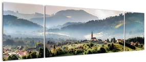 Obraz - wieś we mgle (170x50 cm)