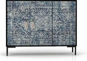 Niski kredens z 2 drzwiami i 4 szufladami z nadrukowanego MDF