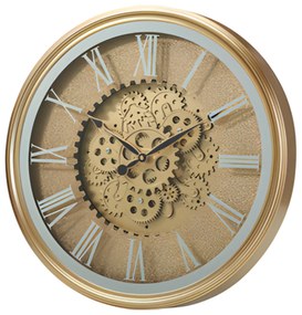 Złoty zegar ścienny z widocznym mechanizmem obrotowym VERTEX, Ø 50 cm