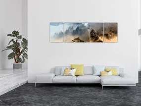 Obraz - wilki wyjące do księżyca (170x50 cm)