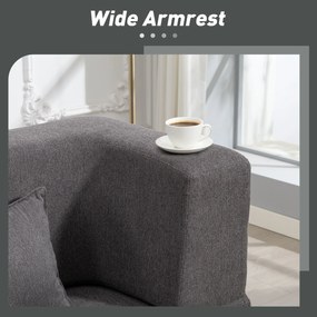 HOMCOM 2-osobowa sofa rozkładana z pianki, sofa rozkładana z szerokimi podłokietnikami, 2 poduszki, nośność 360 kg, szary