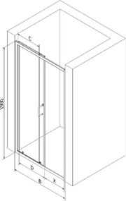 Mexen Apia drzwi prysznicowe rozsuwane 105 cm, transparent, czarne - 845-105-000-70-00