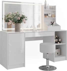 Stół do toalety biały/biały wysoki połysk 158.2x50.1x76 sherry