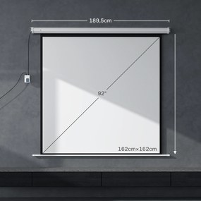 HOMCOM Ekran projekcyjny 189,5 x 189,5 cm 234 cm 1:1 HD 4K Rollo-ekran dla kina domowego dla kina domowego Prezentacje biurowe | Aosom PL