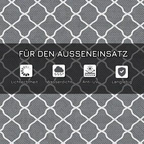 Outsunny Dywan zewnętrzny wytrzymały odporny na warunki atmosferyczne z wzorem siatki 182 x 274 cm Szary | Aosom PL