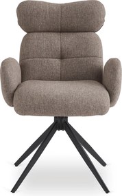 Krzesło Tapicerowane Obrotowe ALVARO Brązowe Nowoczesne