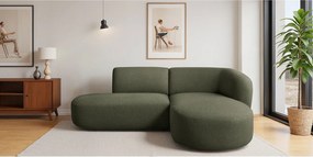 Narożnik w kształcie L Luna, tkanina Lins, Zielony, Prawy