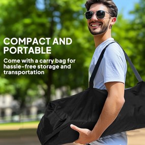 Outsunny Zestaw 2 Składanych Krzeseł Kempingowych z Podłokietnikami, Uchwytem na Napój i Chłodziarką, Czarne