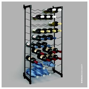 Czarny metalowy regał na wino liczba butelek 50 Barbera – Metaltex