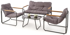 HUDSON Zestaw ogrodowy HUDSON sofa, 2 fotele, ława, popielaty nowoczesny