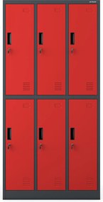Szafa szkolna 6-skrytkowa Igor 90x45x185 cm antracyt/czerwony