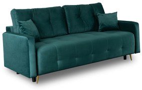 Sofa z Funkcją Spania SEUL Rozkładana Dwuosobowa Welurowa Zielona Nowoczesna do Salonu