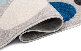 Szary dywan w kolorowe kropki w stylu skandynawskim E7-K02