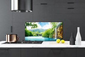 Szkło do Kuchni na Ścianę Wodospad Nad Ukrytym Jeziorem