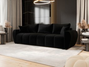 Czarna welurowa nowoczesna sofa rozkładana  K3-C47