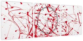 Obraz przy użyciu techniki drippingu (z zegarem) (90x30 cm)