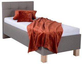 Łóżko tapicerowane z materacem i pojemnikiem na pościel MARIA ONE 90x200 cm taupe