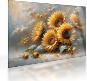 Obraz na szkle - Malowanie słoneczników (70x50 cm)