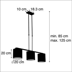 Nowoczesna lampa wisząca stal klosz welurowy pawie oczka 20cm - Combi 3 Deluxe klasyczny/Antyczny Oswietlenie wewnetrzne