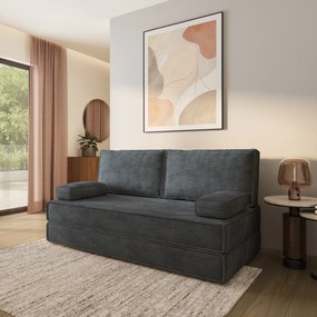 Masseno Sofa piankowa SILAR z funkcją spania, Kanapa z pianki do salonu, Bezmontażowa, Tkanina sztruksowa – Grafitowy POSO 34