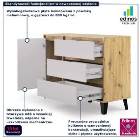 Duża komoda z szufladami i szafką dąb artisan + kaszmir T8-R85