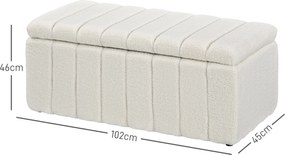 HOMCOM Tapicerowana ławka do sypialni z miejscem do przechowywania, wytrzymała do 120kg, 102x45x46cm, Kremowobiały