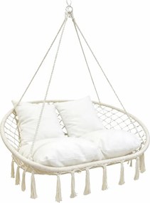 Dwuosobowa huśtawka ogrodowa - bocianie gniazdo Nestio 2502, kolor beżowy