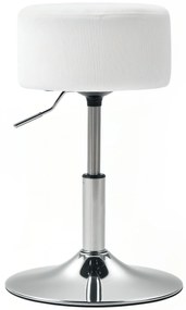 HOMCOM Stołek Barowy, Wyściełany z Metalową Ramą, Wygląd Kordu, Regulowana Wysokość, Obrotowy 360°, Biały