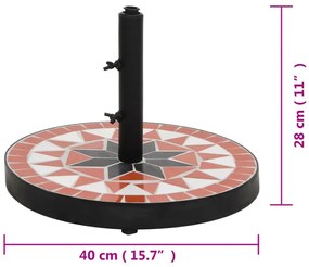 Okrągła ceramiczna podstawa do parasola terakota + biały - Lupeli