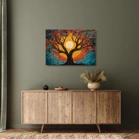 Obraz na szkle - Słońce w koronie drzewa życia (70x50 cm)