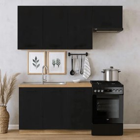 Zestaw Mebli Kuchennych MODERN 170 cm Czarny/Dąb Loftowy
