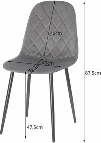 PROMOCJA Ciemnoszare aksamitowe krzesło ASTI z czarnymi nogami II. jakość