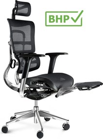 Fotel biurowy z podnóżkiem Diablo V-Master, zgodny z normą BHP, kolor czarny