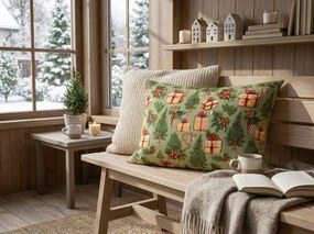 Poszewka na poduszkę z mikrofibry CHRISTMAS PRESENTS 50x70 cm, zielony