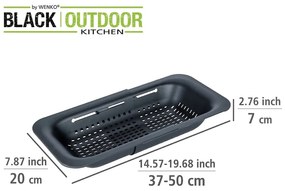 Czarny rozkładany durszlak Wenko Black Outdoor Kitchen Sivo